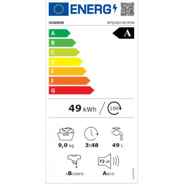 Hisense Πλυντήριο Ρούχων 9kg 1400 Στροφών WFQA9014EVJMW